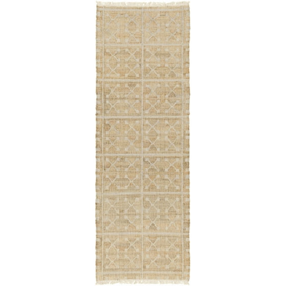 Boutique Rugs Rice Traditional, Transitional Runner Rug - Tan, Light Gray, Cream - 2'6" x 8' Runner