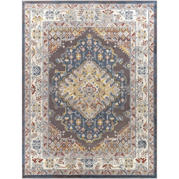 BoutiqueRugs Ridley Traditional Area Rug - Navy, Ice Blue, Cream - 5'3" x 7'