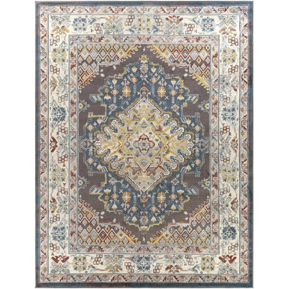 BoutiqueRugs Ridley Traditional Area Rug - Navy, Ice Blue, Cream - 6'7" x 9'