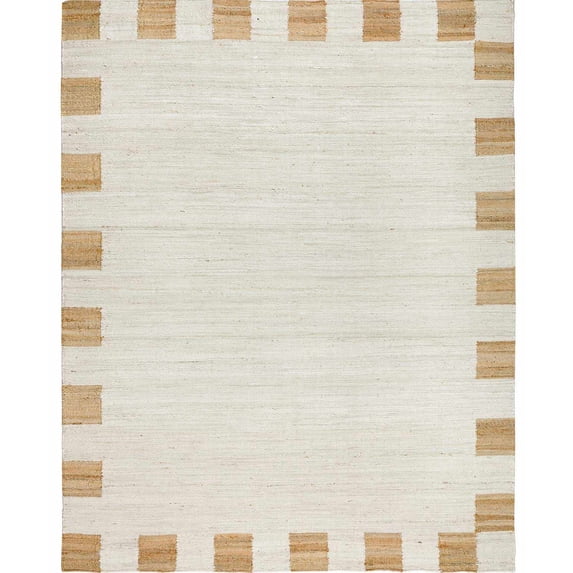 BoutiqueRugs Rocio Contemporary Geometric Medallion Jute Area Rug - Modern Hand Woven Natural Fiber Carpet for Living Room, Bedroom, Dining Room - Cream, Tan - 5' x 7'6"