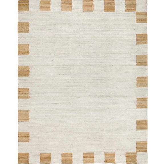 BoutiqueRugs Rocio Contemporary Geometric Medallion Jute Area Rug - Modern Hand Woven Natural Fiber Carpet for Living Room, Bedroom, Dining Room - Cream, Tan - 8' x 10'