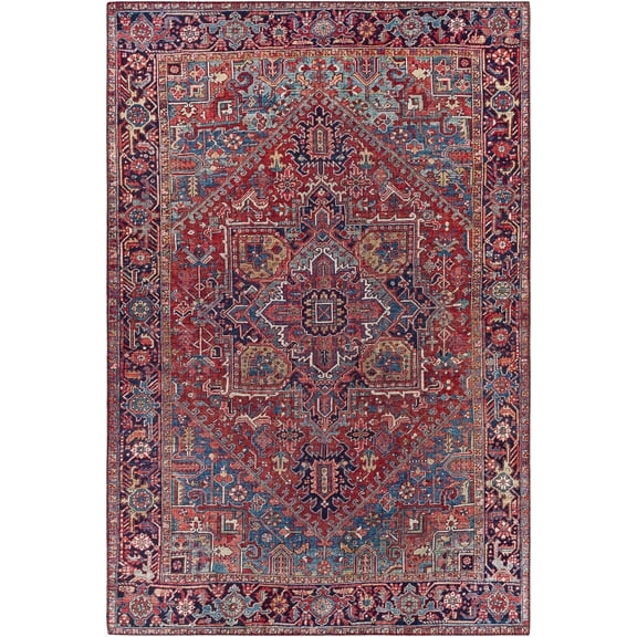 BoutiqueRugs Ronneby Traditional Area Rug - Navy, Red, Tan - 2'2" x 3'9"