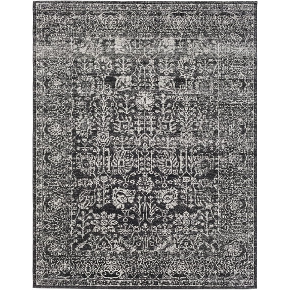 BoutiqueRugs Roseland Black Traditional Area Rug - Black, Charcoal, Medium Gray - 8'10" x 12'6"