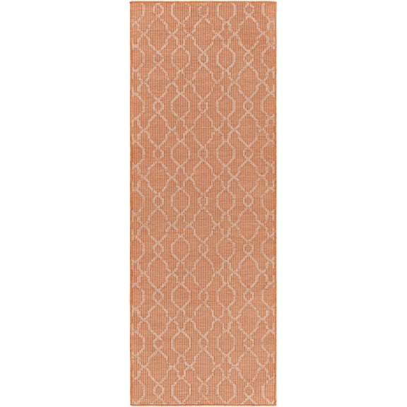 BoutiqueRugs Rowde Traditional Runner Rug - Outdoor Safe - Burnt Orange - 2'6" x 7'3" Runner