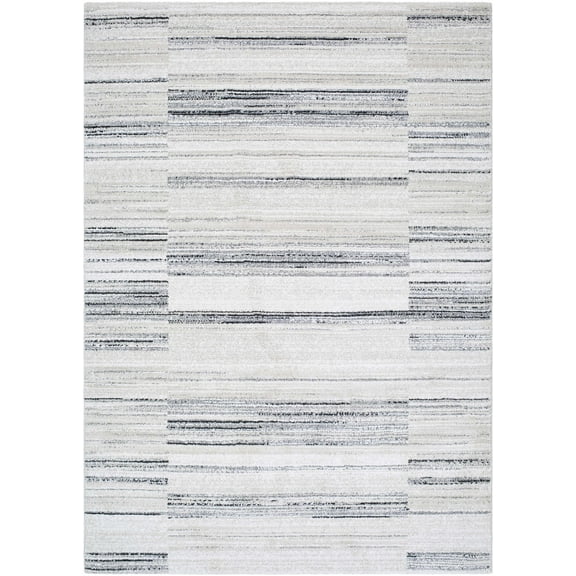 BoutiqueRugs Rumer Contemporary Area Rug - White, Peach, Light Slate - 5'3" x 7'3"