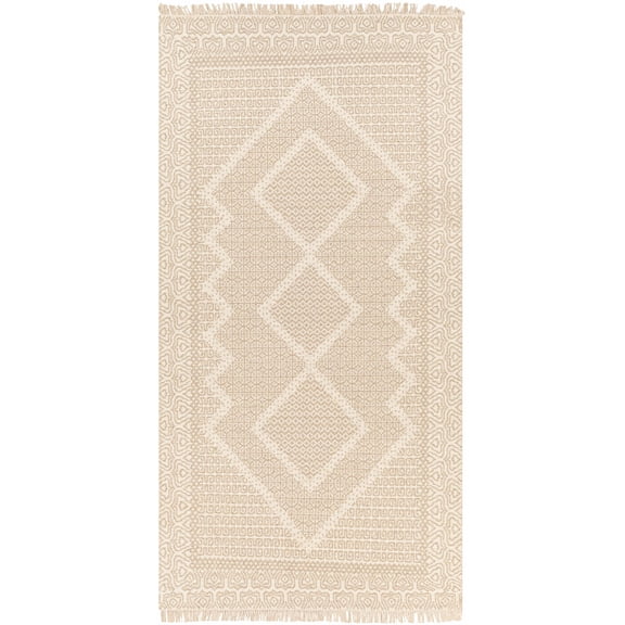 BoutiqueRugs Rumi Boho Hand Woven Wool Natural Fiber Area Rug - Farmhouse High Low Textured Trellis Patterned Carpet for Living Room, Bedroom - Beige, Medium Gray - 2' x 3' (2x3 Area Rug)