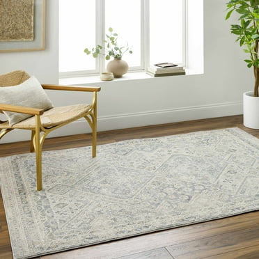 BoutiqueRugs Sagen Traditional Area Rug - Peach, Medium Gray, Cream - 18" x 18" Sample