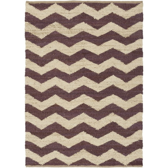 BoutiqueRugs Saginaw Natural Fibers Area Rug - Dark Purple, Beige - 2' x 3'