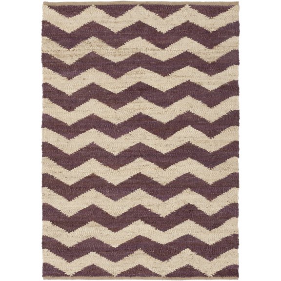 BoutiqueRugs Saginaw Natural Fibers Area Rug - Dark Purple, Beige - 4' x 6'