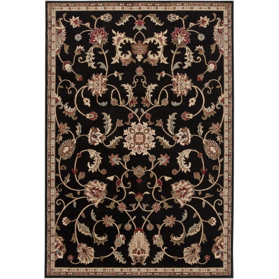 BoutiqueRugs Salona Traditional Area Rug - Black, Mustard, Dark Brown - 6'7" x 9'6"