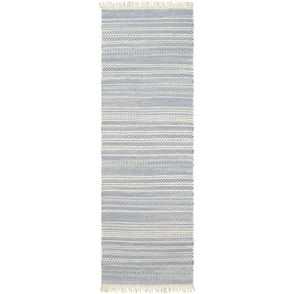 BoutiqueRugs Sanctuary Farmhouse Runner Rug - Blue, Cream - 2'6" x 8' Runner