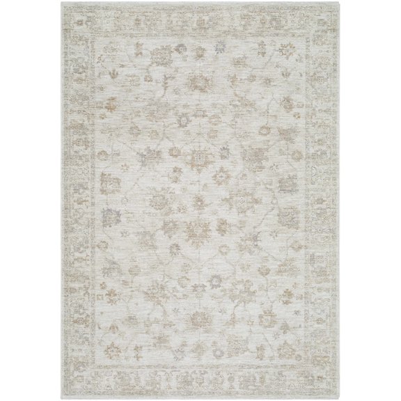 BoutiqueRugs Sashi Traditional Area Rug - Slate Blue, Metallic Silver, Pale Pink - 9'4" x 13'1"