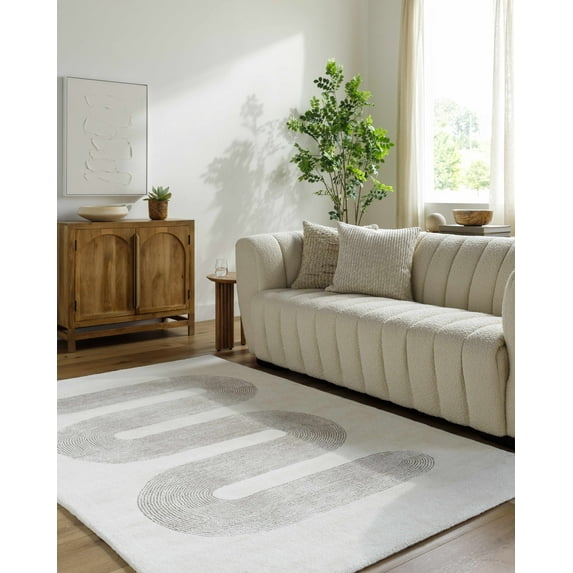 BoutiqueRugs Saura Contemporary Area Rug - Ivory, Taupe - 18" x 18" Sample