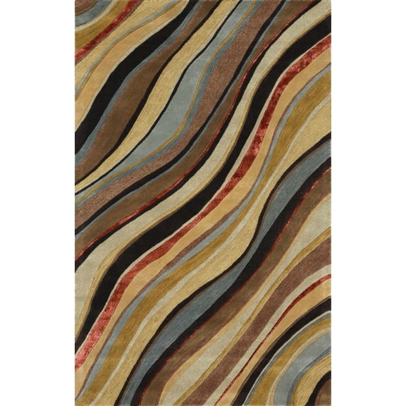 BoutiqueRugs Seminole Contemporary Area Rug - Medium Brown, Burgundy, Beige - 5' x 8'