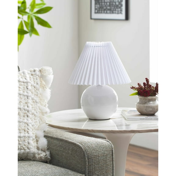 Boutique Rugs Shcheglovo Boho Ceramic Bedside Table Lamp for Bedroom Nightstand - End Side Lighting for Living Room - Light Gray - 12" H