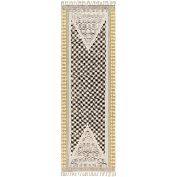 BoutiqueRugs Sherbrooke Bohemian, Transitional Runner Rug - Black, Teal, Mustard - 2'6" x 8' Runner