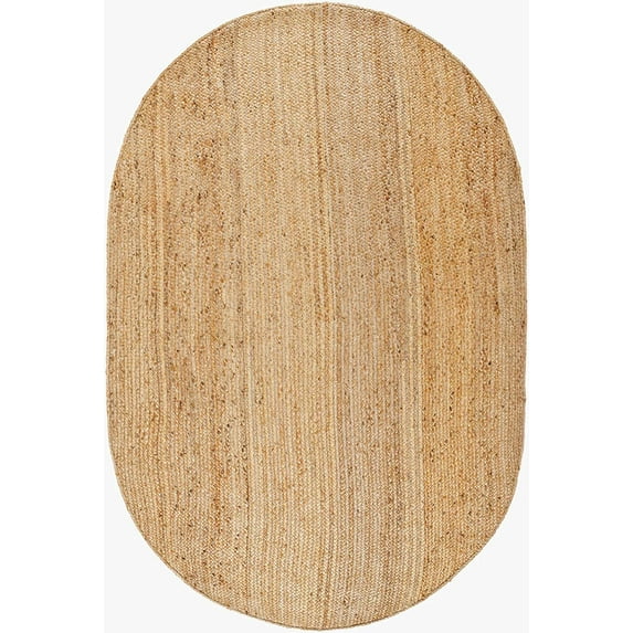 BoutiqueRugs Shippagan Bohemian Natural Fabric Jute Area Rug - Farmhouse Hand Woven Solid Color Carpet for Living Room, Bedroom - Tan, Brown, Dark Beige - 6' x 9' (6x9)
