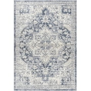 BoutiqueRugs Gray Medallion Traditional Cream 2x3 Accent Rug Denim Charcoal Tan Navy Shotts Entryway Bedside Nursery Mudroom Bathroom Powder Room 2 x 211 Stain Resistant Non-Shedding Pet Friendly