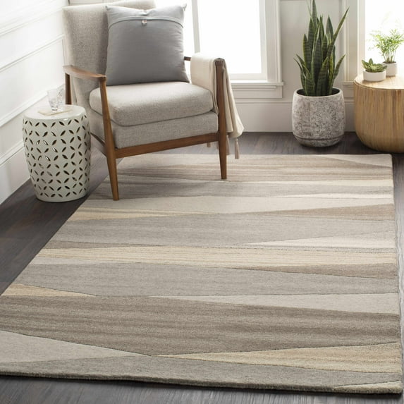 BoutiqueRugs Skamokawa Contemporary Area Rug - Charcoal, Taupe, Tan - 18" x 18" Sample