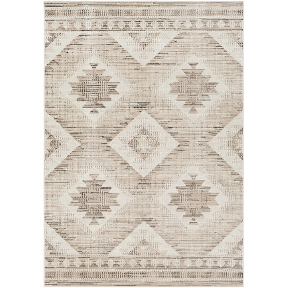 BoutiqueRugs Smoketown Traditional Area Rug - Tan, Black, White - 5'3" x 7'7"
