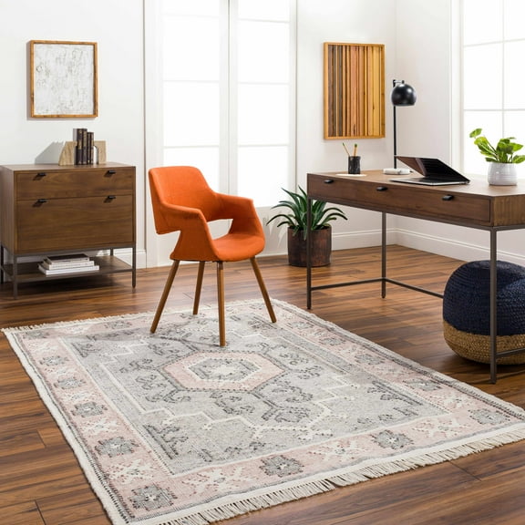 BoutiqueRugs Sosa Traditional Area Rug - Light Gray, Dusty Pink, Charcoal - 18" x 18" Sample