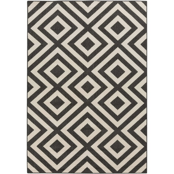 BoutiqueRugs Spilsby Contemporary Area Rug - Outdoor Safe - Black, Beige - 3'7" x 5'7"