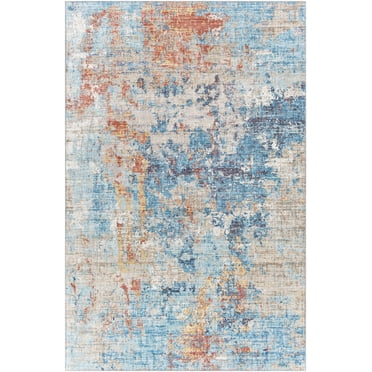 BoutiqueRugs Stallingborough Contemporary Area Rug - Blue, Light Blue, Rust - 2'2" x 3'9"