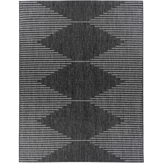 BoutiqueRugs Stephan Contemporary Area Rug - Outdoor Safe - Black, Charcoal, Cream - 5'3" x 7'7"