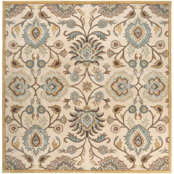 BoutiqueRugs Stoystown Traditional Area Rug - Dark Brown, Medium Brown, Lavender - 6' Square