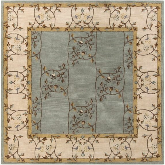 BoutiqueRugs Stringer Traditional Area Rug - Sage, Beige, Dark Brown - 9'9" Square