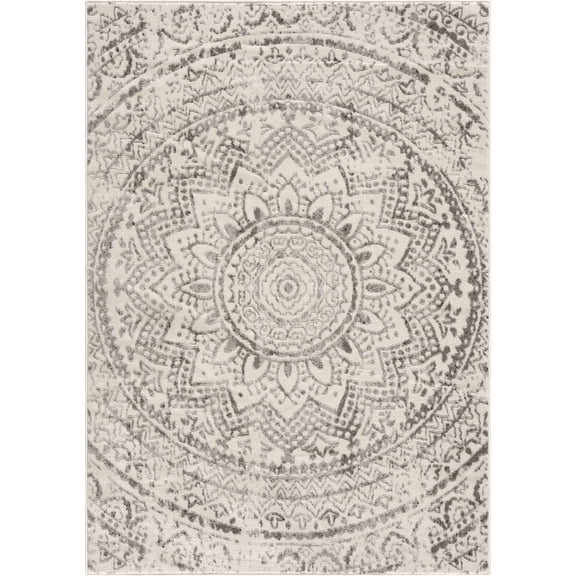 BoutiqueRugs Tadcaster Farmhouse Area Rug - Light Gray, Gray, Medium Gray - 7'10" x 10'