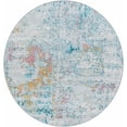 thumbnail image 1 of BoutiqueRugs Tambalisa Contemporary Area Rug - Teal, Dusty Coral, Pale Blue - 7'10" Round, 1 of 12