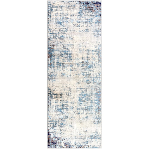 BoutiqueRugs Texanna Contemporary Runner Rug - Gray, Light Blue, Light Gray - 2'7" x 7'3" Runner