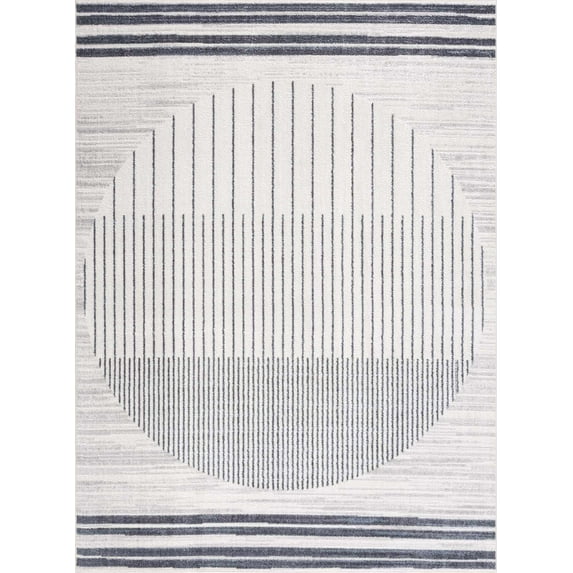 BoutiqueRugs Thad Contemporary Geometric Area Area Rug - Machine Washable - Medium Gray, Black, Gray - 2' x 3'