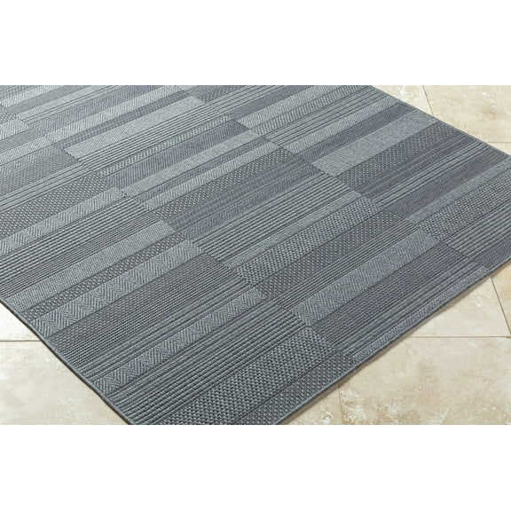 BoutiqueRugs Thana Traditional, Transitional Area Rug - Outdoor Safe - Gray, Charcoal - 6'7" x 9'