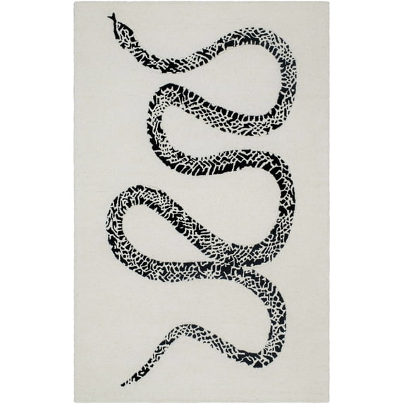 BoutiqueRugs Theon Contemporary Area Rug - Light Silver, Jet Black - 9' x 12'