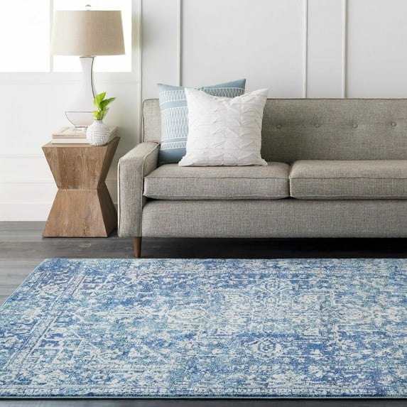 BoutiqueRugs Thousandsticks Traditional Area Rug - Teal, Navy, Peach - 18" x 18" Sample
