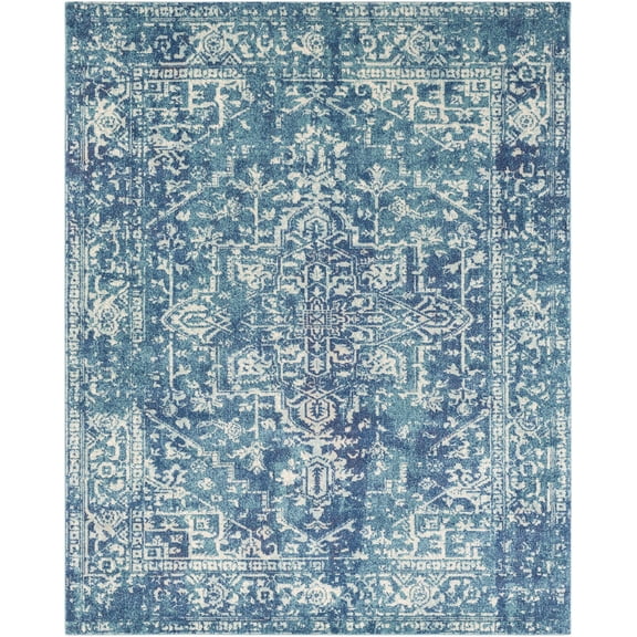 BoutiqueRugs Thousandsticks Traditional Area Rug - Teal, Navy, Peach - 3'11" x 5'7"