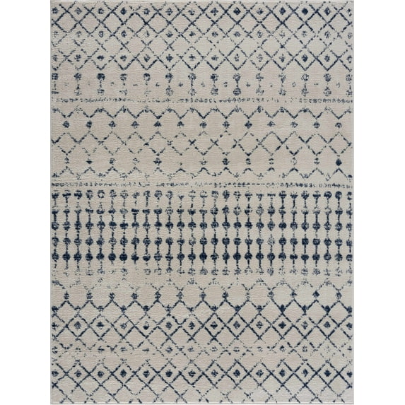 BoutiqueRugs Tigris Blue Moroccan Trellis Area Rug - Blue, Ivory - 9' x 12'