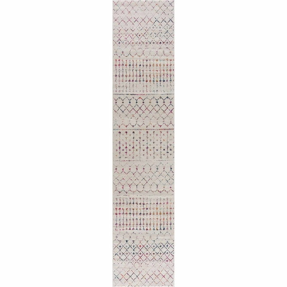 BoutiqueRugs Tigris Colorful Moroccan Trellis Runner Rug - Colorful, Gray, Ivory - 2'7" x 10' Runner