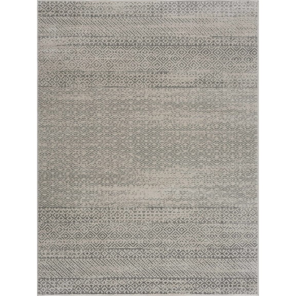 BoutiqueRugs Tigris Contemporary, Farmhouse Area Rug - Gray, Ivory - 6'7" x 9'