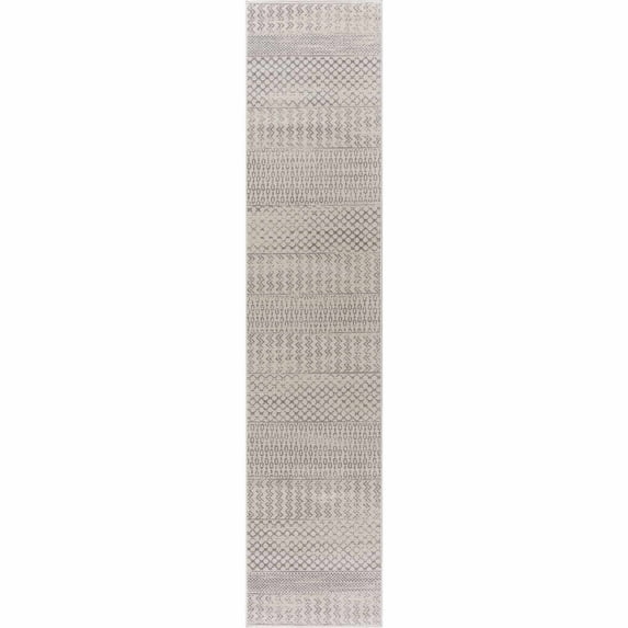 BoutiqueRugs Tigris Contemporary, Farmhouse Runner Rug - Gray, Ivory - 2'7" x 7'3" Runner