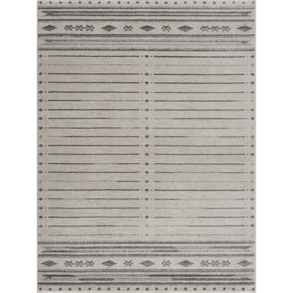 BoutiqueRugs Tigris Farmhouse, Transitional Area Rug - Gray, Ivory - 6'7" x 9'