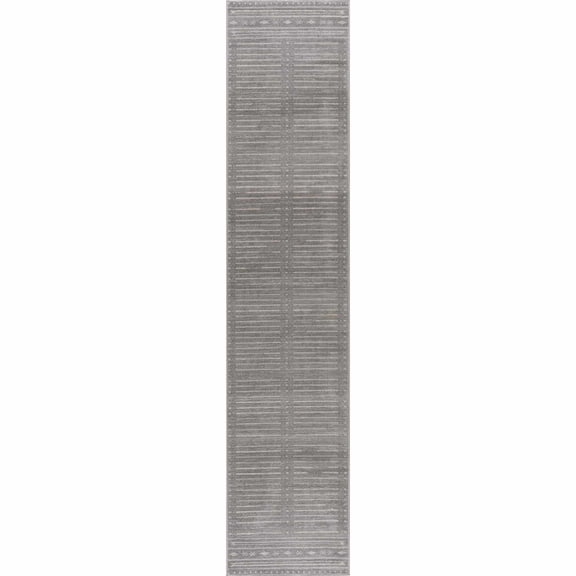 BoutiqueRugs Tigris Farmhouse, Transitional Runner Rug - Gray, Ivory - 2'7" x 7'3" Runner
