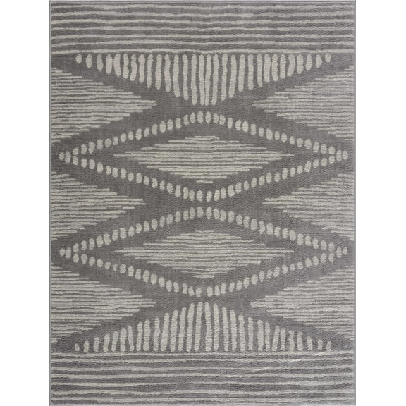 BoutiqueRugs Tigris Gray Diamond Area Rug - Gray, Ivory - 2' x 3'