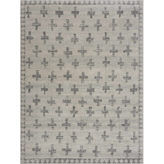 BoutiqueRugs Tigris Gray Swiss Cross Area Rug - Gray, Ivory - 9' x 12'