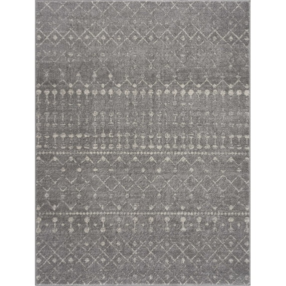 BoutiqueRugs Tigris Light Gray Moroccan Trellis Area Rug - Gray, Navy, Ivory - 2' x 3'