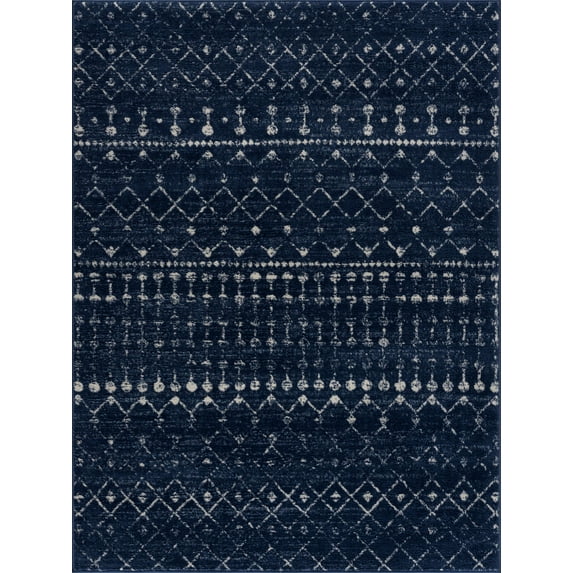 BoutiqueRugs Tigris Navy Moroccan Trellis Area Rug - Blue, Gray, Ivory - 5'3" x 7'