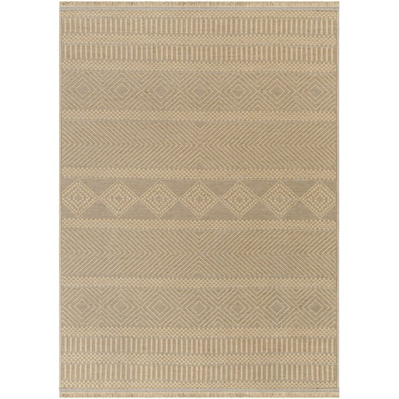 BoutiqueRugs Tirza Bohemian Jute and Cotton Natural Fiber Area Rug - Boho High Low Textured Geometric Area Rug for Living Room, Bedroom - Machine Washable - Tan, Beige, Cream - 2'7" x 4'5"