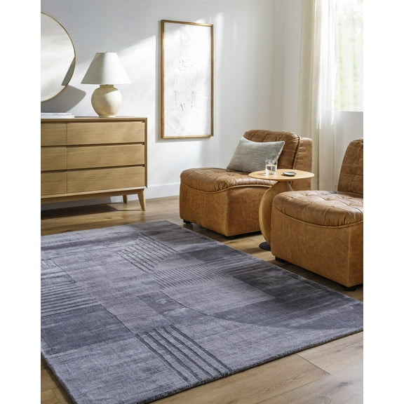 BoutiqueRugs Tjode Contemporary Area Rug - Slate Blue, Gray - 18" x 18" Sample